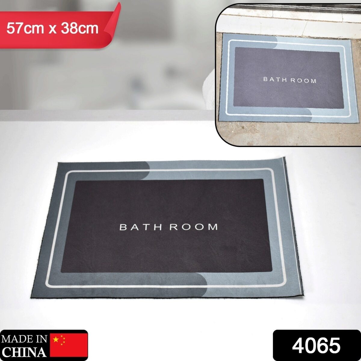 Square Bathroom mat Water Absorbent mats Diatomite Door Mat Anti-Slip Bath Mat Quick Drying Absorbent mat for Home, Kitchen (57x38cm) - Image 2