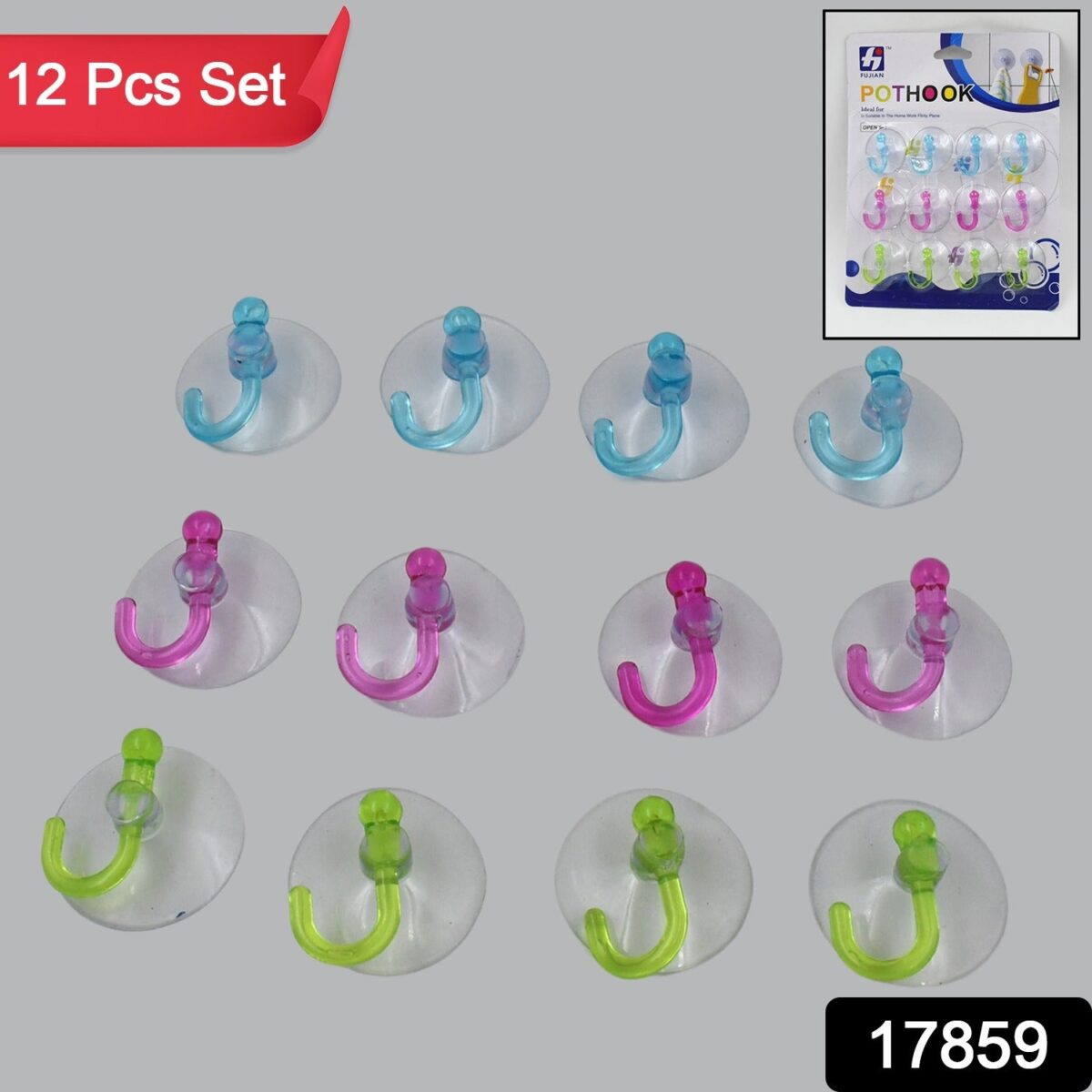Transparent Rubber Vacuum Sucker Hooks Hanger Strong Suction Cup (12 Pc) - Image 2