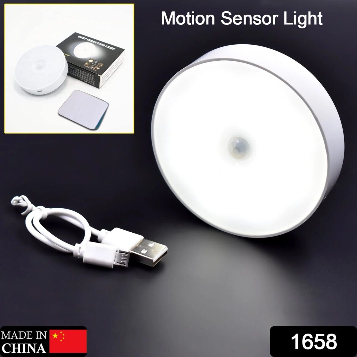 Round Shape 8 LED Motion Sensor Induction Led Light (1 Pc) - Image 2