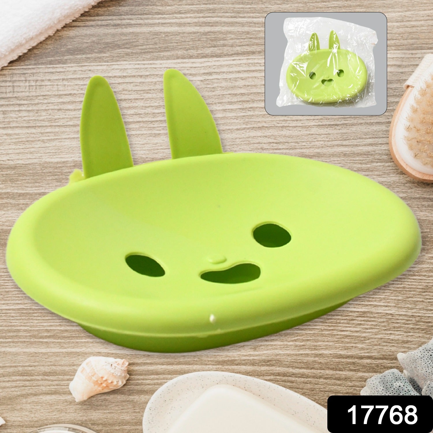 f25a73b3-7b1d-4f8a-a682-2749ae8b88b9.jpg Soap Box Drain soap Box Cute Rabbit Shape Double soap Bowl Box Plastic Rack Storage Rack Bathroom Toilet Storage Box - Image 2