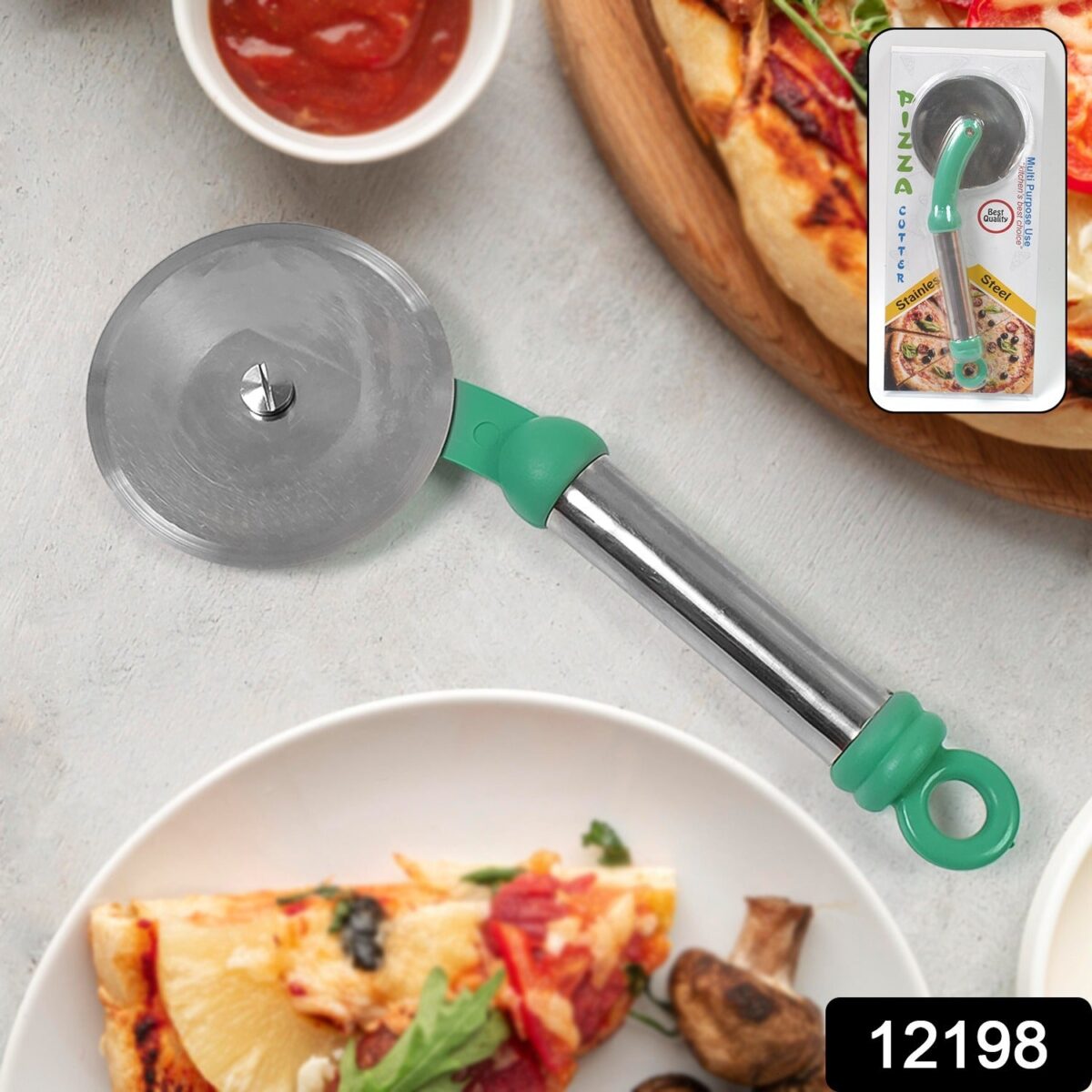 Kitchen Stainless Steel Wheel Pizza Cutter (1 pc) - Image 2