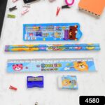 Cartoon Wooden Pencil Set for Kids Boys Return Gifts Birthday Party Space Stationary Set Pencil Eraser Sharpener Combo Kit for Kids Boys (Mix Color / 1 Set) - Image 2