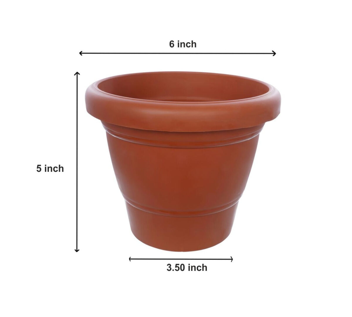 Garden Heavy Plastic Planter Pot / Gamla 6 inch (Brown, Pack of 1, Small) - Image 5
