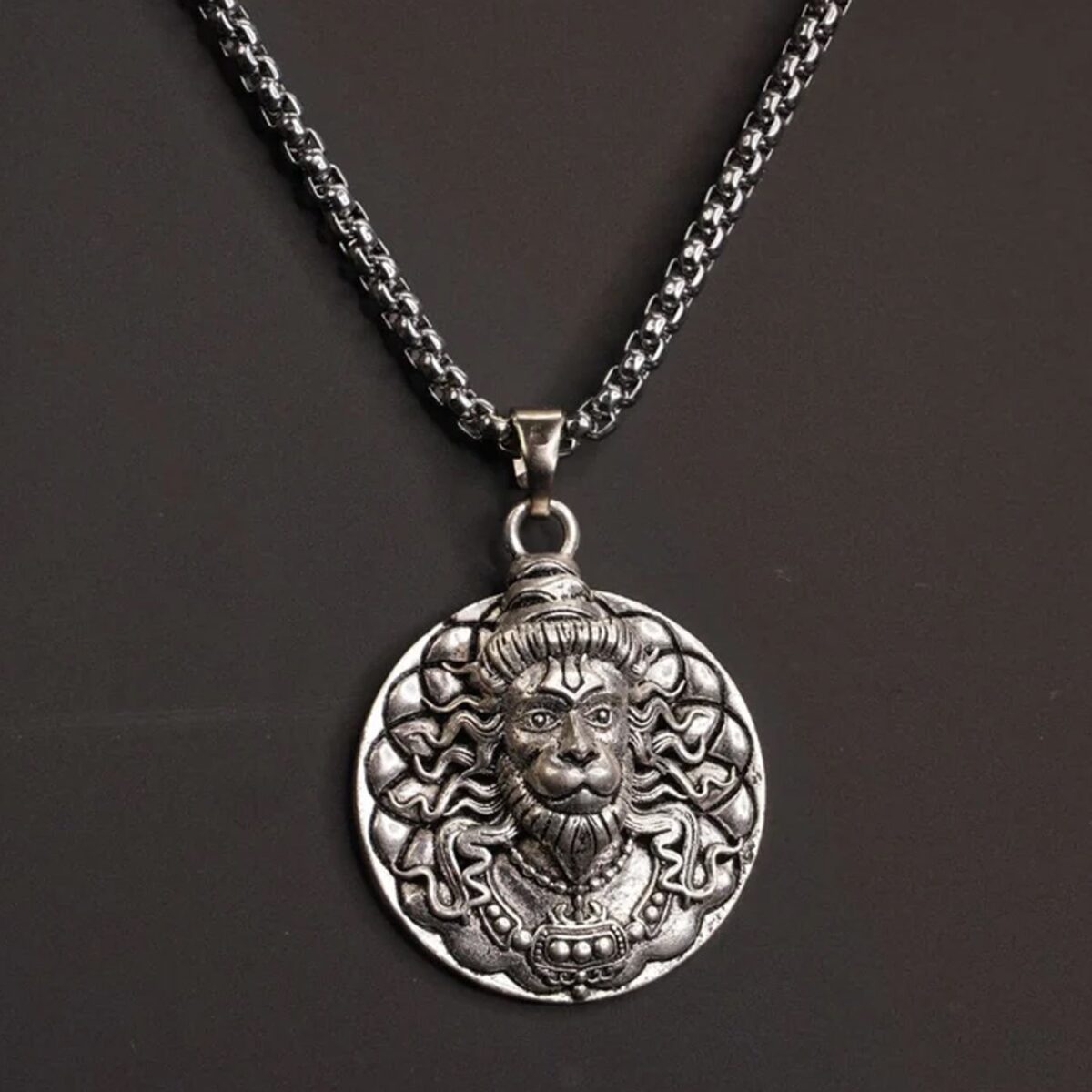 Hanuman faceLocket With Chain, Pendant Necklace Chain (1 Pc) - Image 6