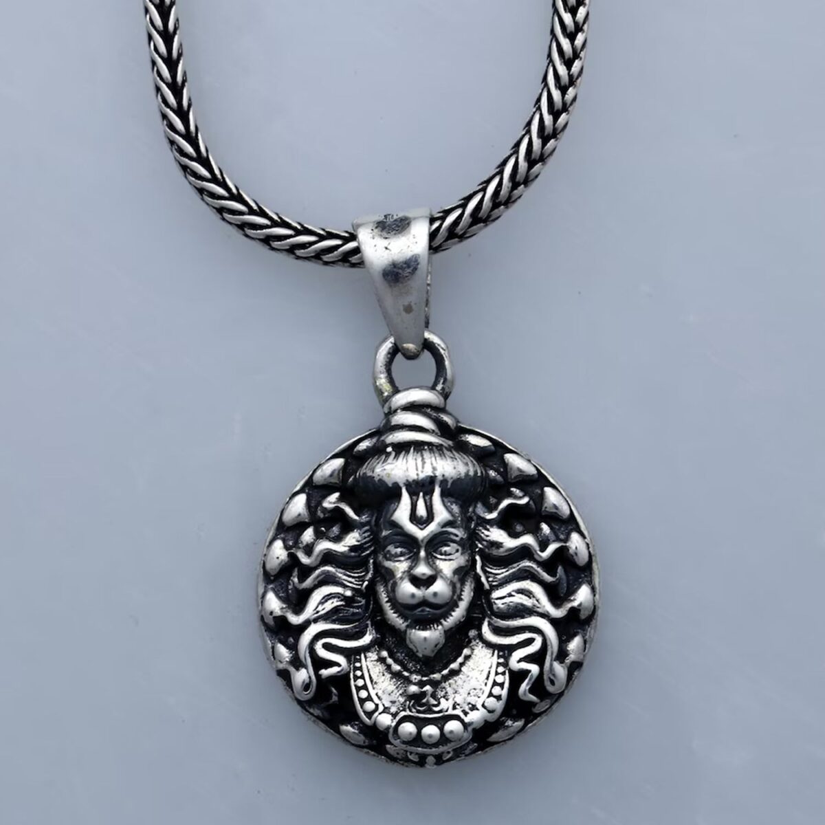 Hanuman faceLocket With Chain, Pendant Necklace Chain (1 Pc) - Image 3