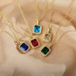 Stone Pendant Necklace Chain Set with Earrings (1 Set / Mix Color & Design) - Image 6