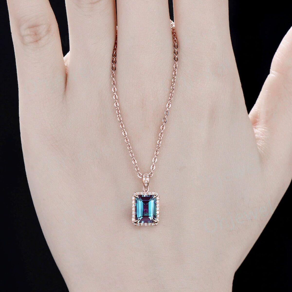 Stone Pendant Necklace Chain Set with Earrings (1 Set / Mix Color & Design) - Image 3