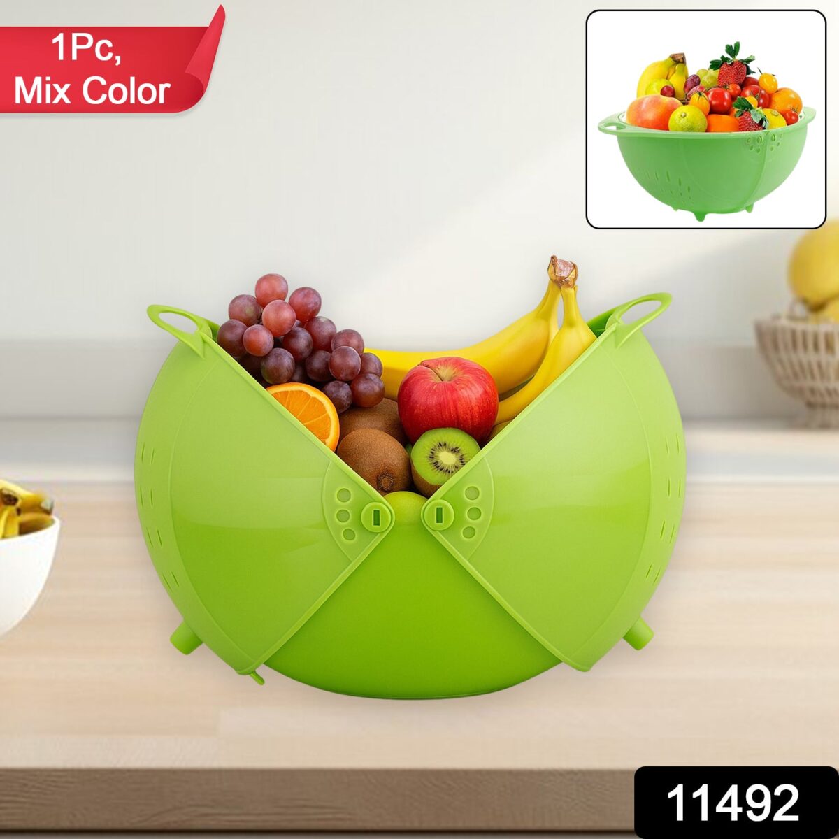 Apex Smart Basket 3in1 Multiuse Fruit And Vegetable Bowl  (1 Pc / Mix Color) - Image 2