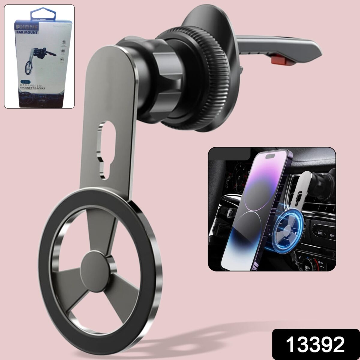 360Ã‚Â° Rotatable & Foldable Air Vent Magnetic Phone Holder (1 Pc) - Image 2