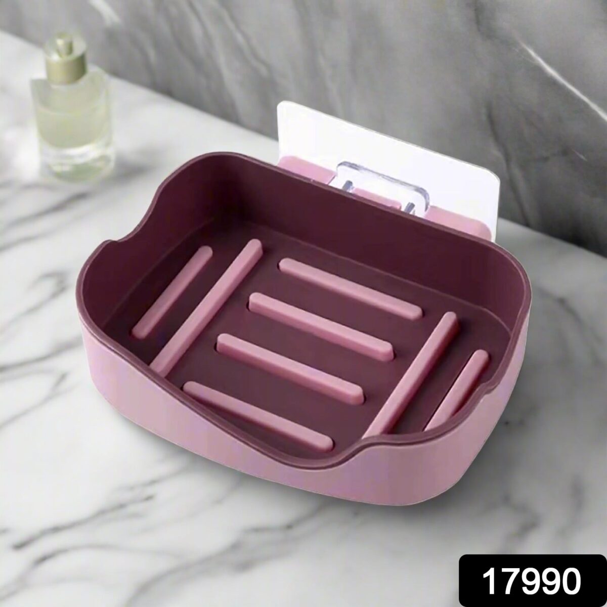 Plastic Soap Dish Holder for Bathroom Shower Wall Mounted Self Adhesive Soap Holder Saver Tray-Plastic Sponge Holder for Kitchen Storage Rack Soap Box, Bathroom (1 Pc) - Image 2