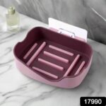Plastic Soap Dish Holder for Bathroom Shower Wall Mounted Self Adhesive Soap Holder Saver Tray-Plastic Sponge Holder for Kitchen Storage Rack Soap Box, Bathroom (1 Pc) - Image 2