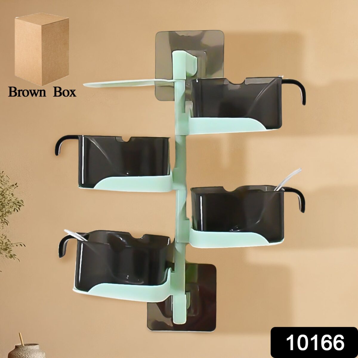 Rotating Spice Jars Vertical Rotatable Seasoning Box 5 Section / Tier With 5 Spoon (1 Set) - Image 2