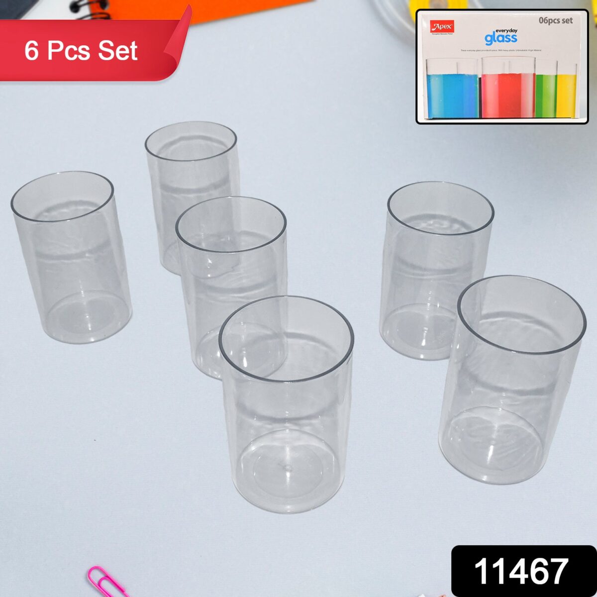 Apex Everyday Plastic Glass Set Ã¢â‚¬â€œ 6 Pieces Lightweight & Unbreakable - Image 2