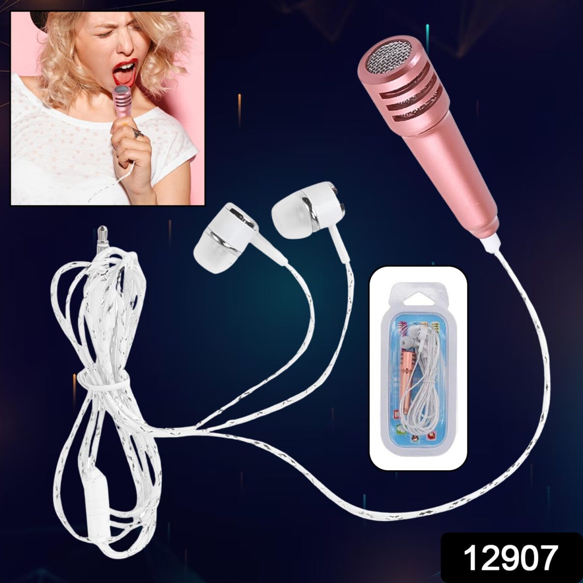 Mini Microphone Mic with Earphone for Voice Recording, Mike Mic Microphone with Handsfree for Mobile Computer, Headphone Handfree Earphone Usb Microphone Vocal Gift Miniature Children (1 Pc) - Image 2