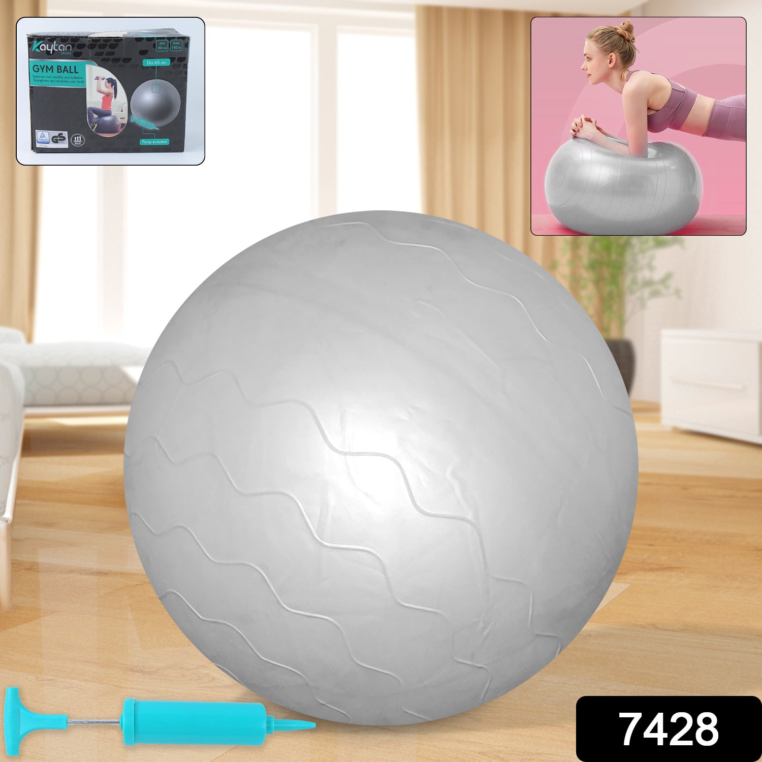 sku_f9013092-344e-4ef7-97c6-54104b4207a9.jpg Heavy Duty Gym Ball Non-Slip Stability Ball with Foot Pump for Total Body Fitness - Image 2