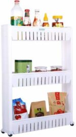 Multipurpose 3 Layer Slim Side Space Saving Storage Organizer Rack Shelf - Image 4