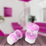 Plastic Wash Basin Brush Cleaner with Liquid Soap Dispenser (Multicolour) - Image 3